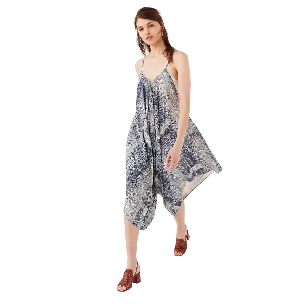Urban Outfitters Blue Patterned Jumpsuit